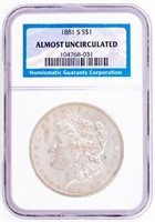 Coin 1881-S Morgan Silver Dollar, NGC-AU