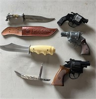 3 Toy Guns, Toy Knife, Mexico Knife, Jack Knife