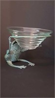 GLASS BOWL WITH METAL STAND
