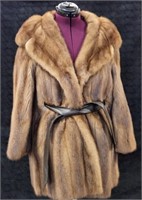 Short Sport Mink Fur Jacket w/ Leather Belt Size L