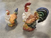 Modern Porcelain Rooster & Hen Figures