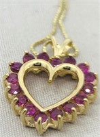 14KT YELLOW GOLD .90CTS RUBY PENDANT WITH 16 INCH