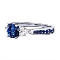 New 1.00 TCW Blue Sapphire 925 Silver Ring SIZE 7