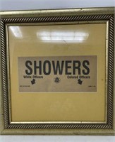 Copied, matted & framed  Army Shower Sign