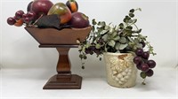Faux Fruit Pedestal Bowl Centerpiece