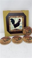 Rooster Trivet & Coasters Chauncey Homer