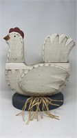 Shabby Chic Carved Wood Chicken Hen