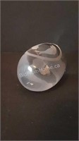 ETCHED GLASS EGG PAPERWEIGHT