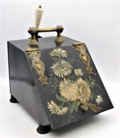 Floral Tole Hand Painted Coal Hod.