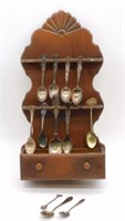Spoon Rack with Sterling Silver Spoons.