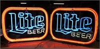 Miller "Lite Beer" Neon Advertising Signs.