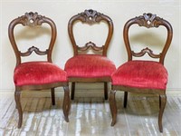 Victorian Carved Walnut Parlor Chairs.