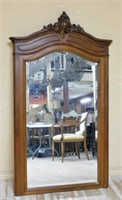 Cartouche Crowned Oak Beveled Mirror.