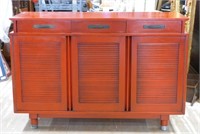 Mid Century Willett Red Lacquered Sideboard.