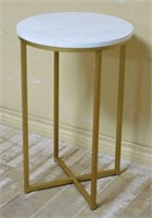 Contemporary Gold Tone Base Side Table.
