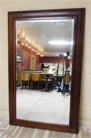Large Mahogany Framed Beveled Mirror.