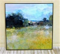 Large Mid Century Oil on Canvas, Signed on Back.