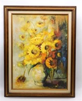 Sunflowers Oil Print on Canvas.