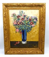 Beth Hickman Floral Oil on Canvas, Signed.