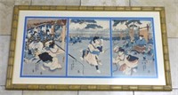 Japanese Triptych Woodblock Print.