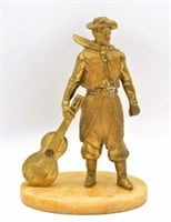 Gaucho with Guitar Gilt Bronze Figure.