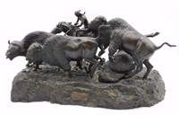 Large "The Prairie Market" Bronze Grouping.