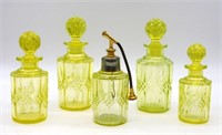 Val Saint Lambert Yellow Uranium Glass Perfumes.