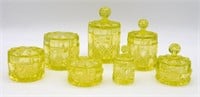 Val Saint Lambert Yellow Uranium Glass Jars.