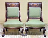 American Oak Inlaid Paw Footed Chairs.