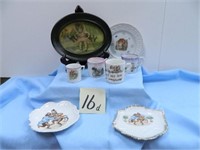 (7) Vintage Children's Cups, Plates & Picture