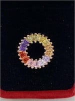 Multi-Color Rose Gold Sapphire, Amethyst Ring 925
