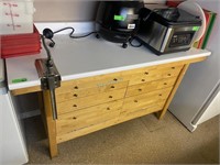 Wood Storage Cabinet w/ White Laminate Countertop