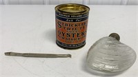 (3)Strickler's Oyster Can, Oyster Knife & Bottle