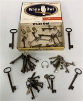 Cigar Box of many Skeleton Keys,tiny locks
