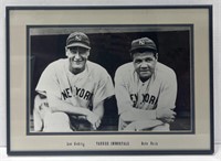 (T) “Yankee Immortals” Framed Lou Gehrig & Babe