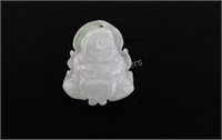 White Imperial Jade Buda Pendant -