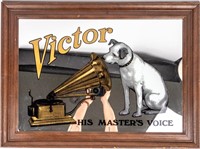 Framed Victor His Masters Voice Advertising Mirror