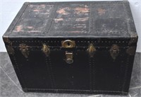 Black Rustic Flat Top Steamer Trunk