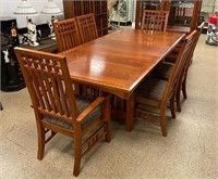 Furniture Lattice Oak Dining Table & 6 Chairs