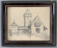 Circa 1886 Architecture Sketch-Signed Lower Left