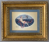 Signed Moser Nude Watercolour in Frame