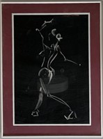 Unusual Pastel Sketch "Dancer" in Frame