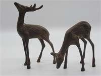 (2) Mid Century Solid Brass Deer Figurines