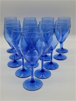 (14) Cobalt Blue Wine Stems