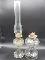 (2) Vintage Hurricane Oil Lamps, 1 is base only