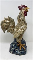 13” Glazed Pottery Stoneware Rooster Statue