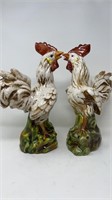 Magnani Pottery Rooster Pair As Found Repaired