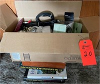 Box lot telephones and books