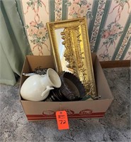 Box lot with “The Last Supper” gold mirror,