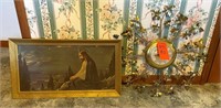 JESUS picture and gold leaf design clock